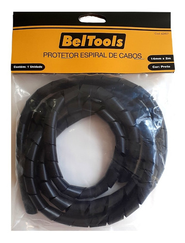 Protetor De Cabos Espiral 14mm X 2m Preto Beltools Promo