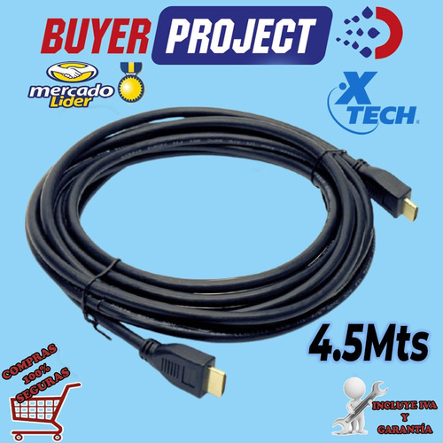 Cable Hdmi Xtech 4.5 Metros Full Hd 4k 1080p Alta Calidad