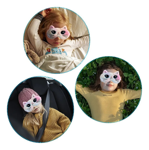 Antifaz Infantil De Felpa Para Dormir Con Forma Cara De Gato Máscara Para Dormir Color Degradado