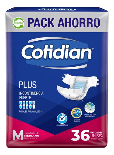 Pañales Cotidian Plus Talle M Por 36 ( Kiara )