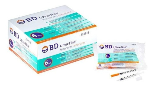 Bd Ultra Fine Jeringa De Insulina 1ml Aguja 31 G 6mm 100u