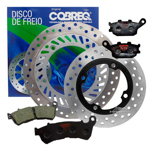 Kit Discos Freio Cb 300 Cobreq + Pastilhas Freio Com Abs