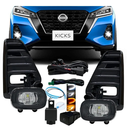 Imagem 1 de 5 de Kit Farol Milha Neblina Auxiliar Nissan Kicks Pcd 2021 2022