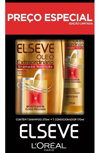  Shampoo 375ml + Condicionador 170ml Óleo Extraordinário Elseve