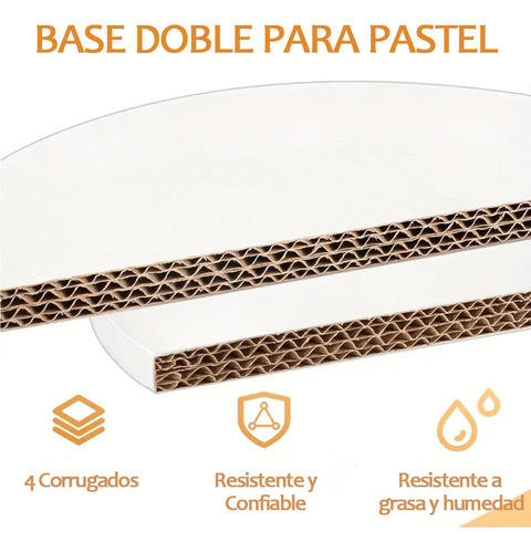 Base Doble De Cartón Para Pastel - 25cm Blanco, 6 Piezas Color Blanco