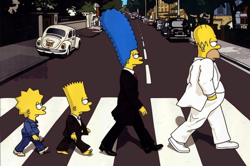 Quadro Decorativo Metal 20x26 Cm Simpsons Beatles Abbey Road