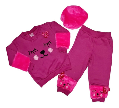 Conjunto Moletom Infantil Mini Diva Com Boina Blogueirinha 