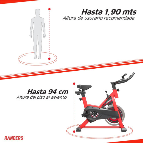 Imagen 3 de 8 de Bicicleta Fija Spinning Randers Arg-845sp 6kg