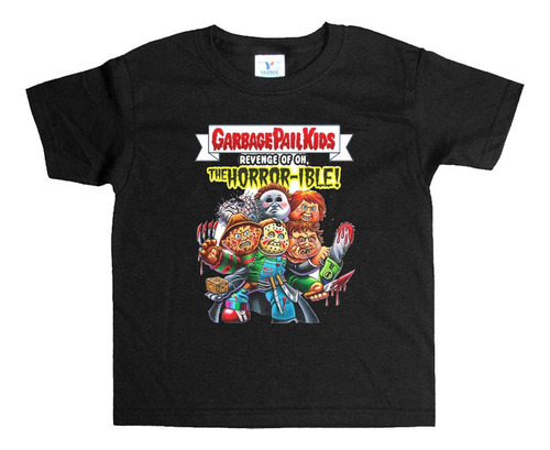 Remera Negra Niños Basuritas Terror Retro R33