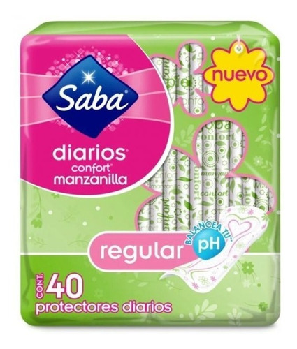 Protectores Diarios Saba Confort Manzanilla Regular 40pzs