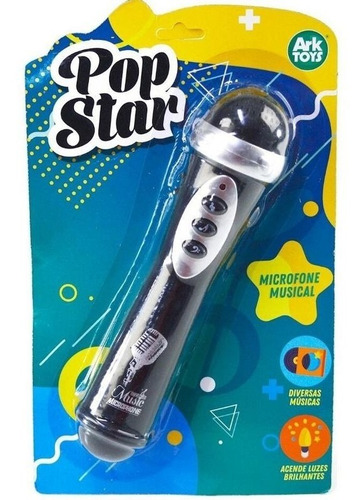 Microfone Infantil Musical Pop Star Com Som E Luz