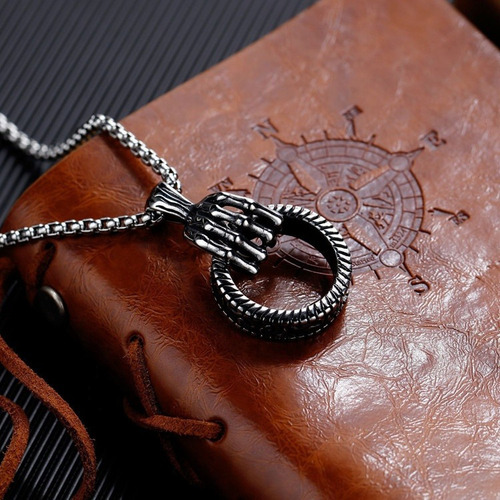 Collar Dije Punk Skull Skeleton Hand Acero Inoxidable Moda