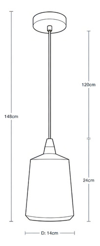 Lámpara Colgante Negro Mate Bronce E27 40w 1 Luz