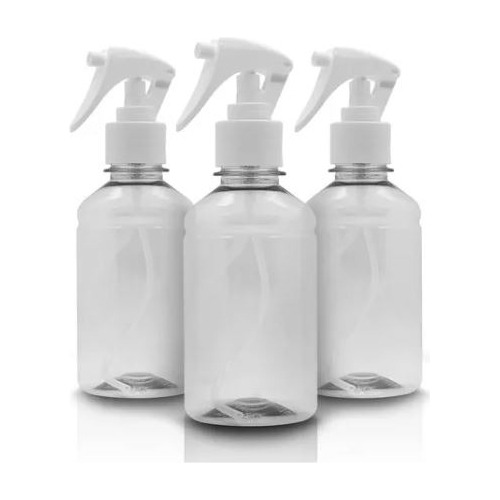 Kit Com 3 Frasco Pet Cristal Com Spray 500ml Pulverizador
