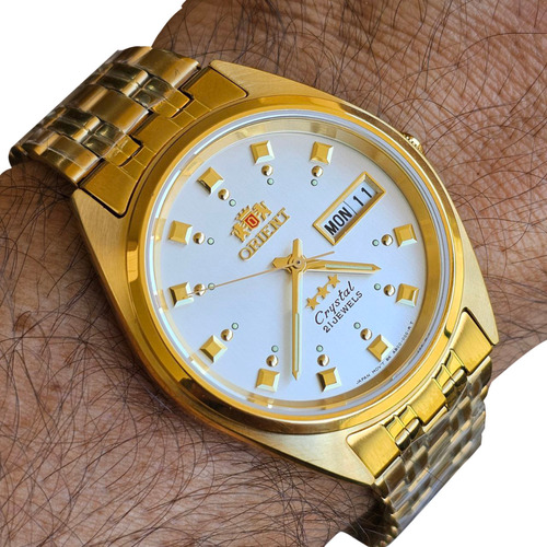 Relógio Masculino Orient Plaque Ouro Automático Fab00001w9 
