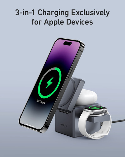 Soporte Cargador Magsafe 3 En 1, Carga Rápida 15w