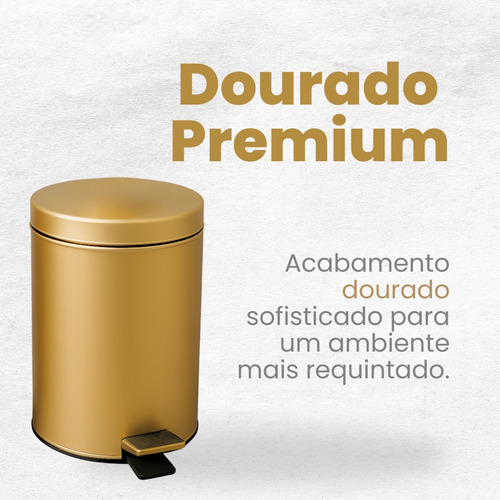 Lixeira Dourada Inox Com Pedal Multiuso 3l Crie Construa