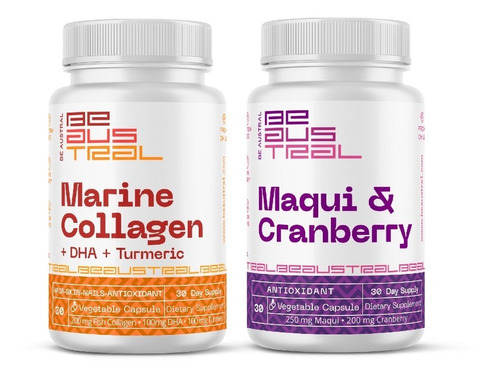 Colágeno Dha Curcuma +maqui&cranberry 2 Frascos Be Austral