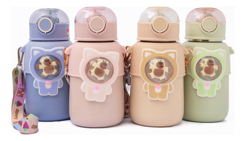 Botella Termo Osito Para Niños Niñas Kawaii Termica 500ml 