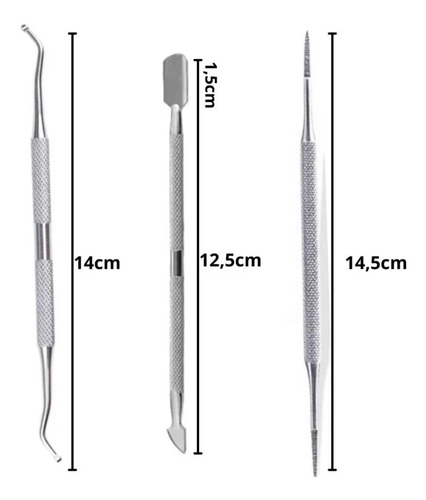 Imagem 7 de 10 de Kit Desencravador De Unhas Espátula Palito Raspador Mão Pé