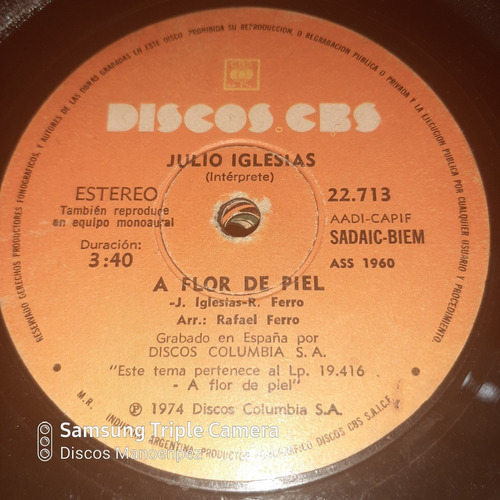 Simple Julio Iglesias A Flor De Piel Discos Cbs C12