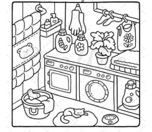Libro Para Colorear Coloring Book Cocina Recámara