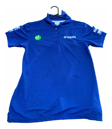 Playera Polo Mujer Bordado Azul Yamaha Original