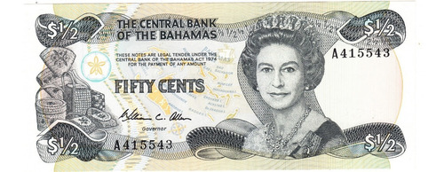 Bahamas Billete 50 Cents De Dolar Nd (1984) Pic 42a