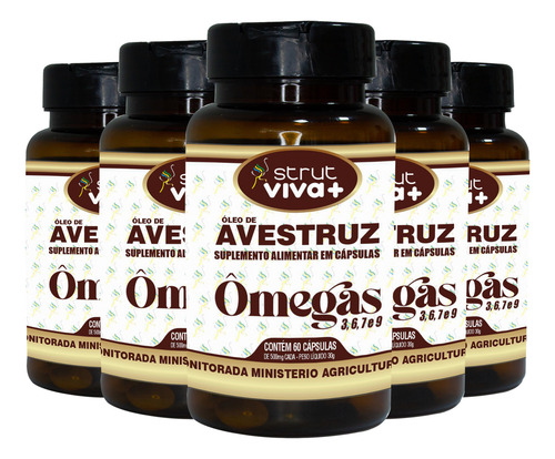 5x Oleo De Avestruz Strut Original Omega 3 6 7 9 Hf