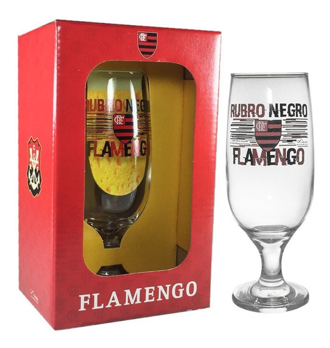 Taça De Cerveja Chopp Vidro Flamengo Oficial Na Caixa