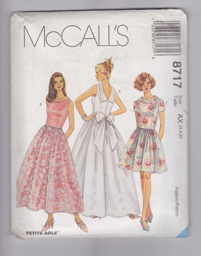 Mccall 's Vestido Talla Pattern Uncut Tamaño Ax