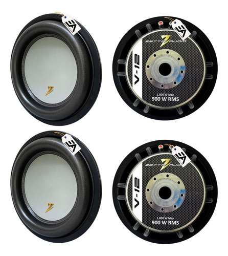 Kit 2 Und Subwoofer V-12 900wrms 4 Ohms Zetta Audio 