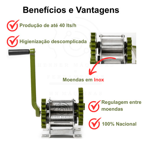 Engenho Manual Para Cana B60 Moendas Em Inox - Botini