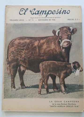 Revista El Campesino Vol. Lxviii No 11  Noviembre De 1936. 