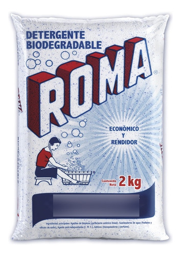 Roma Detergente En Polvo Caja Con 10 Bolsas De 2 Kg
