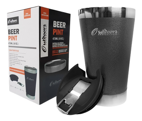 Imagen 2 de 10 de Vaso Térmico Beer Pint 473 Ml Outdoors Frio Calor Destapador
