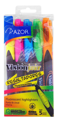Estuche Marcatextos Delgados Visión Junior Azor C/5 Colores