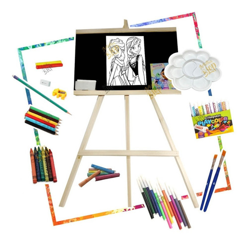 Set Arte Pintura Niños Infantil Atril Pizarra Grande Complet