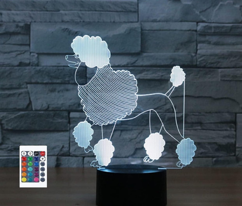 Luces Nocturnas De Caniche En 3d Con Control Remoto, Ilusión