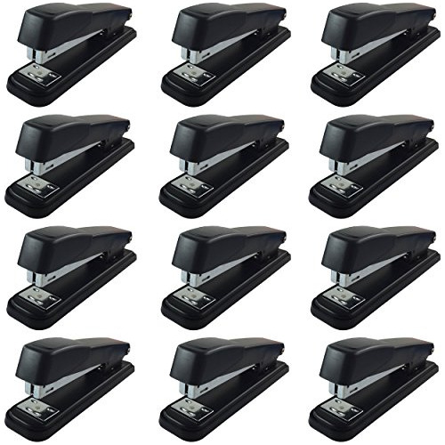 Stapler With 2000 Staples Full Desk Size Black (12-pack...