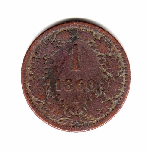 Austria Moneda 1 Kreuzer Año 1860 A Km#2186