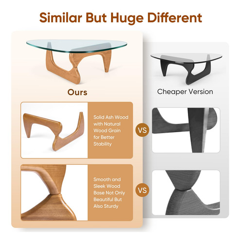 Mesa Auxiliar Triangular De Cristal Y Madera Maciza Moderna