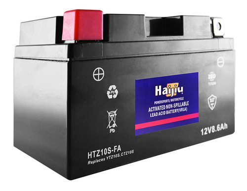 Imagen 2 de 9 de Batería Moto Haijiu Htz10s-fa Agm Gel Libre Mantenimiento