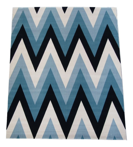 Tapete Sala Chevron Scandinavia Azul E Branco 100x150cm Desenho Do Tecido Geométrico