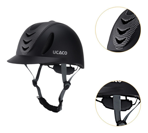 Casco Para Montar A Caballo, Gorro Flor De Carbono Negro