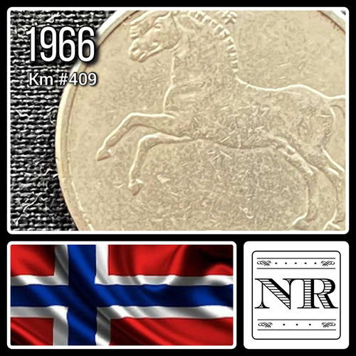 Noruega - 1 Krone - Año 1966 - Km #409 - Caballo