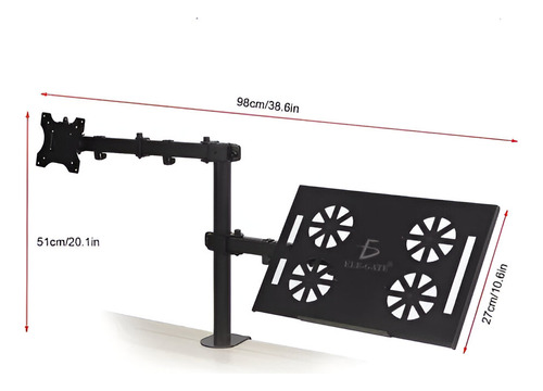 Soporte Doble Portátil Escritorio Pantalla Laptop 32 Pulgada Color Negro Ele-Gate HOLD.85
