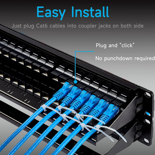 Panel De Conexión Rj45 De 48 Puertos, Cat6, 19 Pulgadas