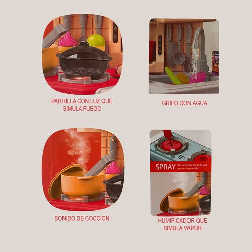 Cocinita Talented Chef 922-139 Con Luz Y Sonido Guinda 77 Pz