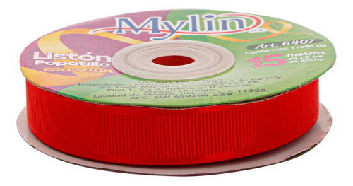 Liston Popotillo Orilla Satin Manualidades 15mm 15m Mylin 1p Color Rojo